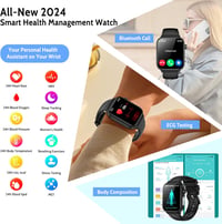 Marsyu ET570 Okosóra EKG Funkcióval - Vérnyomás, Testhőmérséklet, Pulzusmérő, Bluetooth Hívás, 1.96" HD Kijelző, IP68 Vízálló, 100+ Sportmód 2