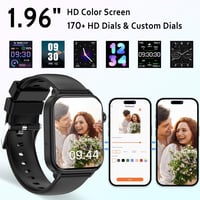 Marsyu ET570 Okosóra EKG Funkcióval - Vérnyomás, Testhőmérséklet, Pulzusmérő, Bluetooth Hívás, 1.96" HD Kijelző, IP68 Vízálló, 100+ Sportmód 4