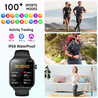 Marsyu ET570 Okosóra EKG Funkcióval - Vérnyomás, Testhőmérséklet, Pulzusmérő, Bluetooth Hívás, 1.96" HD Kijelző, IP68 Vízálló, 100+ Sportmód 3