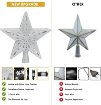 Marsyu Karácsonyfacsúcs Csillag LED Hópehely Projektorral - 3D Ezüst Csillámló Forgó Fényeffekt, 25,7 cm, Ünnepi Dekoráció Otthonra 8