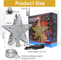 Marsyu Karácsonyfacsúcs Csillag LED Hópehely Projektorral - 3D Ezüst Csillámló Forgó Fényeffekt, 25,7 cm, Ünnepi Dekoráció Otthonra 6