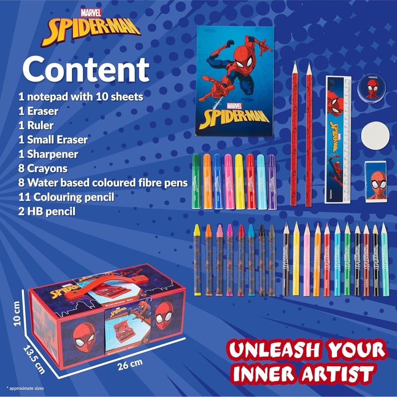 Marvel Pókember Gyerekek Kreatív Szett Filctollakkal és Viaszos Ceruzákkal
