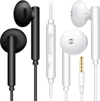 MAS CARNEY WH6 Vezetékes Fülhallgató, In-Ear Fejhallgató Sztereó Hanggal, Kompatibilis Samsung Galaxy, Huawei, Honor, iPad - Fekete/Fehér (2 1