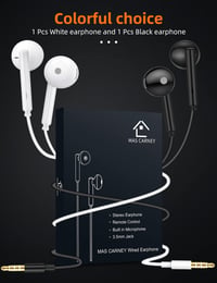 MAS CARNEY WH6 Vezetékes Fülhallgató, In-Ear Fejhallgató Sztereó Hanggal, Kompatibilis Samsung Galaxy, Huawei, Honor, iPad - Fekete/Fehér (2 6