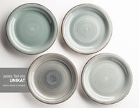MÄSER Bel Tempo II set tanjura za 6 osoba, 18-dijelni set keramičkog posuđa u dimljenoj plavoj vintage boji, ručno oslikana keramika 3