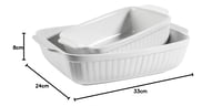 Set 2 Tăvi de Copt din Ceramică MÄSER Kitchen Time, Forme Dreptunghiulare pentru Lasagna, 33x24x8 cm și 25,5x16x7 cm, Alb 8