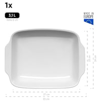 Set 2 Tăvi de Copt din Ceramică MÄSER Kitchen Time, Forme Dreptunghiulare pentru Lasagna, 33x24x8 cm și 25,5x16x7 cm, Alb 3