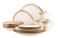Set de masă vintage MÄSER La Sinfonia 931991 pentru 4 persoane, 16 piese, din ceramică cu formă unică, degrade de la bej la alb-crem 1