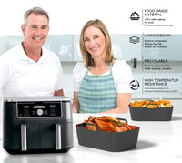 Masgarlan silikónová vložka do fritézy Airfryer 2 ks pre Ninja Dual Zone AF400EU AF300EU COSORI Russell Hobbs teplovzdušné fritézy do košíka 7,6 l 8 l 8,5 l 9 l 9,5 l 7