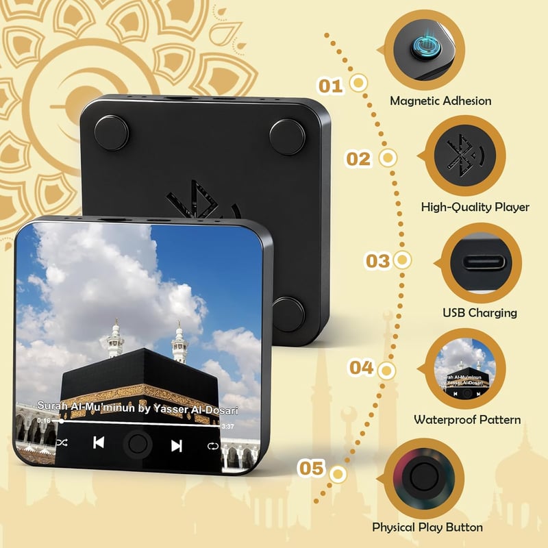 Mason Life Kaaba Ajtó Hűtőmágnes Surah Hanglejátszóval USB-C Töltéssel