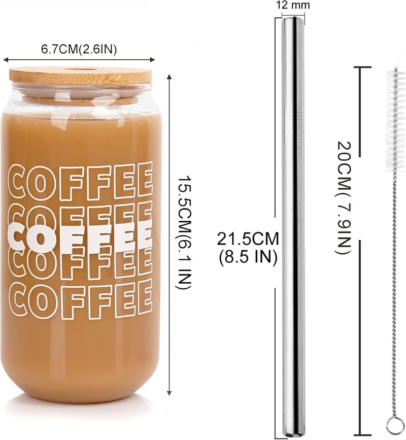 Mason Life Üveg Ivópohár 530ml Fedéllel és Szívószállal - Jeges Kávés Bögre, Sörös Pohár, Ajándék Nőknek, Kézi Mosás