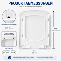 Capac WC pătrat Mass Dynamic cu închidere lentă și sistem de eliberare rapidă pentru curățare ușoară, montare de sus, universal pentru vase de WC pătrate 4