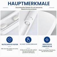 Capac WC pătrat Mass Dynamic cu închidere lentă și sistem de eliberare rapidă pentru curățare ușoară, montare de sus, universal pentru vase de WC pătrate 5