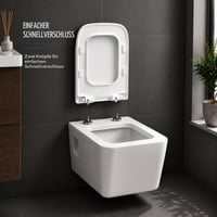 Capac WC pătrat Mass Dynamic cu închidere lentă și sistem de eliberare rapidă pentru curățare ușoară, montare de sus, universal pentru vase de WC pătrate 3