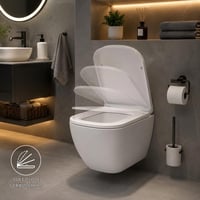 Capac WC pătrat Mass Dynamic cu închidere lentă și sistem de eliberare rapidă pentru curățare ușoară, montare de sus, universal pentru vase de WC pătrate 2