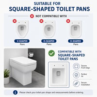 Capac WC pătrat Mass Dynamic cu închidere lentă și sistem de eliberare rapidă pentru curățare ușoară, montare de sus, universal pentru vase de WC pătrate 6