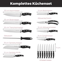 Master Maison 19 részes konyhai kés szett német rozsdamentes acélból, fa talppal és kés élezővel 3