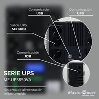 UPS Master U-Power 850VA, 480W, afișaj LCD, 8 prize Schuko, USB, RJ45 4