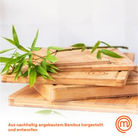 Sada bambusových dosiek na krájanie MasterChef 3 ks - Veľká 38x27,5 cm, Stredná 34x23,5 cm, Malá 23x15 cm, Prírodný bambus, S drážkou na odtok šťavy 3