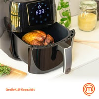 Teplovzdušná fritéza MasterChef 4,5 l, 1400 W, pre 2 – 4 osoby, digitálny LCD dotykový displej, 7 programov, predhrievanie, udržiavanie teploty, 80 – 200 °C, čierna 2
