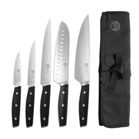 6-dielna súprava kuchynských nožov MasterChef – kuchársky nôž, nôž Santoku, nôž na mäso, nôž na zeleninu, univerzálny nôž a taška na nože, nehrdzavejúca oceľ 1