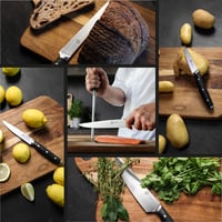 6-dielna súprava kuchynských nožov MasterChef – kuchársky nôž, nôž Santoku, nôž na mäso, nôž na zeleninu, univerzálny nôž a taška na nože, nehrdzavejúca oceľ 6