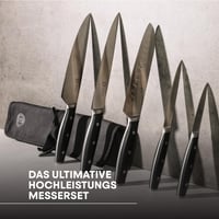 6-dielna súprava kuchynských nožov MasterChef – kuchársky nôž, nôž Santoku, nôž na mäso, nôž na zeleninu, univerzálny nôž a taška na nože, nehrdzavejúca oceľ 2