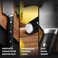 6-dielna súprava kuchynských nožov MasterChef – kuchársky nôž, nôž Santoku, nôž na mäso, nôž na zeleninu, univerzálny nôž a taška na nože, nehrdzavejúca oceľ 5