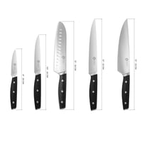 6-dielna súprava kuchynských nožov MasterChef – kuchársky nôž, nôž Santoku, nôž na mäso, nôž na zeleninu, univerzálny nôž a taška na nože, nehrdzavejúca oceľ 7