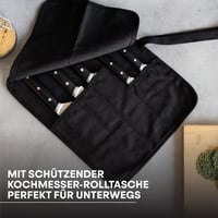 6-dielna súprava kuchynských nožov MasterChef – kuchársky nôž, nôž Santoku, nôž na mäso, nôž na zeleninu, univerzálny nôž a taška na nože, nehrdzavejúca oceľ 3