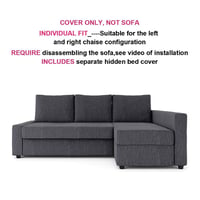 Masters of Covers Snug Fit Friheten kanapéhuzat IKEA Friheten kanapéhoz sarokrésszel, kanapéágy huzat, szekcionált huzat csere, sötétszürke 2