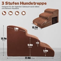 MASTERTOP kutyalépcső 3 lépcsős sűrű szivacsból kanapéhoz és kihúzható ágyhoz hordozható levehető mosható szőrrollerrel 2