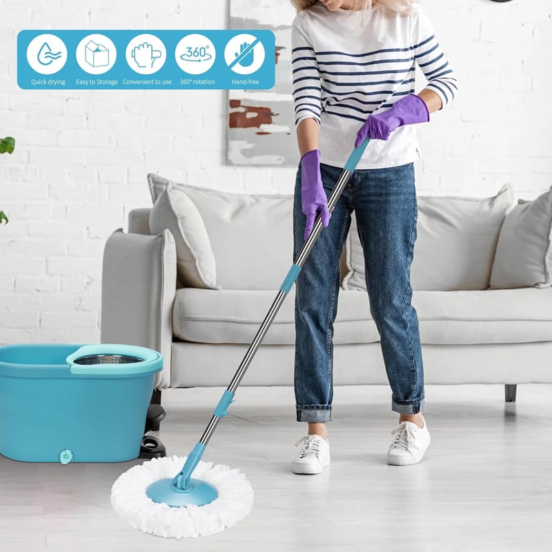 Masthome Pedálos Vödör Nyolckoronás Moppal és 360° Forgatható Centrifugával