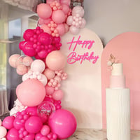 Decorațiune cu mesaj „La mulți ani” MASTRON - Litere din fetru cu sclipici pentru arcadă cu baloane, decorațiune pentru petreceri aniversare și baby shower, roz aprins 6