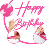 Decorațiune cu mesaj „La mulți ani” MASTRON - Litere din fetru cu sclipici pentru arcadă cu baloane, decorațiune pentru petreceri aniversare și baby shower, roz aprins 4