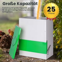 MasXirch Automatické kŕmidlo pre hydinu 11 kg pre kurčatá, kačice a morky s vekom, odolné voči dažďu, bezodpadový vonkajší dávkovač 6