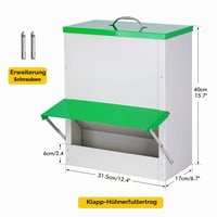 MasXirch Automatické kŕmidlo pre hydinu 11 kg pre kurčatá, kačice a morky s vekom, odolné voči dažďu, bezodpadový vonkajší dávkovač 2