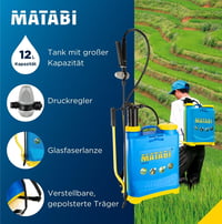 Chrbtový postrekovač Matabi Super Green 12, 12-litrový – so sklolaminátovým nadstavcom, regulátorom tlaku, zariadenie na ošetrovanie záhradných rastlín 2