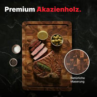 Matakumi akácfa vágódeszka gyümölcslé-horonnyal, kétoldalas - 40×30×3 cm 3