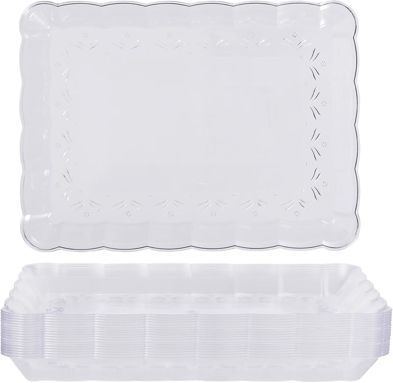 MATANA 18 db átlátszó tálca 32x24 cm - Parti, esküvő, karácsony, büfé