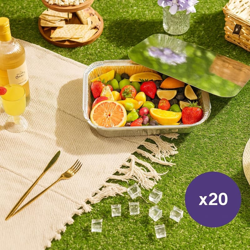 MATANA 20 db Alumínium Tálca Fedővel 32x26 cm Sütőhöz és Grillhez