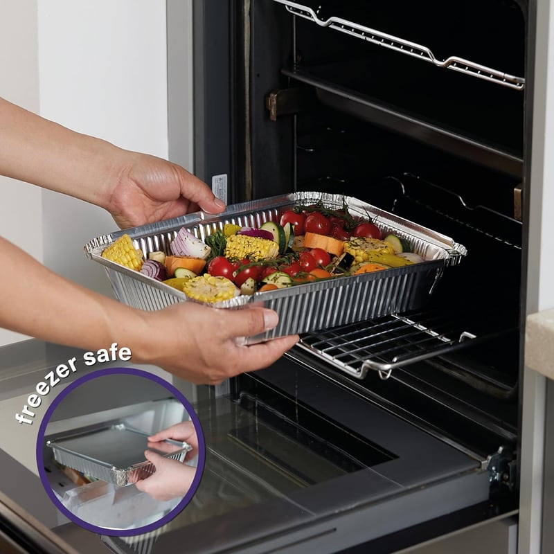 MATANA 20 db Alumínium Tálca Fedővel 32x26 cm Sütőhöz és Grillhez