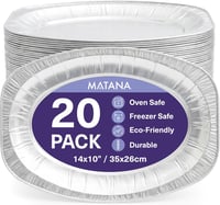 MATANA 20 db alumínium tálca sütő és fagyasztóbiztos magas peremmel 35x26 cm egy vagy újrahasznosítható büfé tál catering partira karácsonyr 1