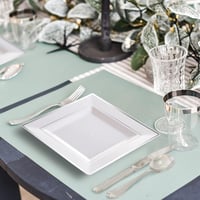 MATANA 20 db fehér műanyag tányér ezüst szegéllyel 24 cm négyzet alakú 5