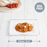 MATANA 20 db fehér műanyag tányér ezüst szegéllyel 24 cm négyzet alakú 4