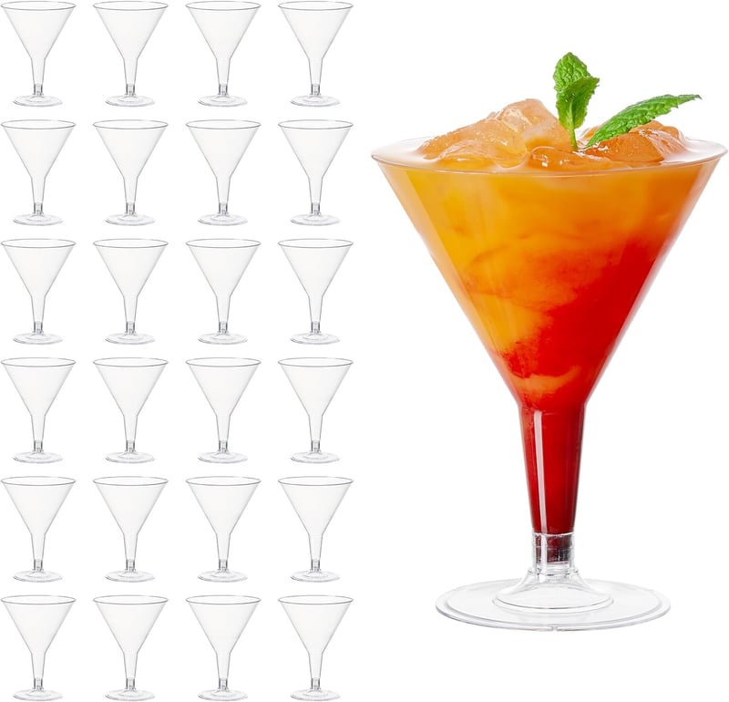 MATANA 24 db Műanyag Koktél Pohár 210 ml, Martini és Margarita Poharak