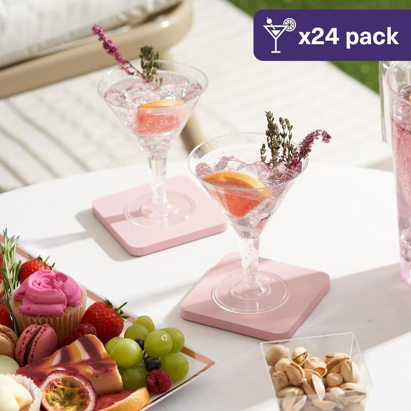 MATANA 24 db Műanyag Koktél Pohár 210 ml, Martini és Margarita Poharak