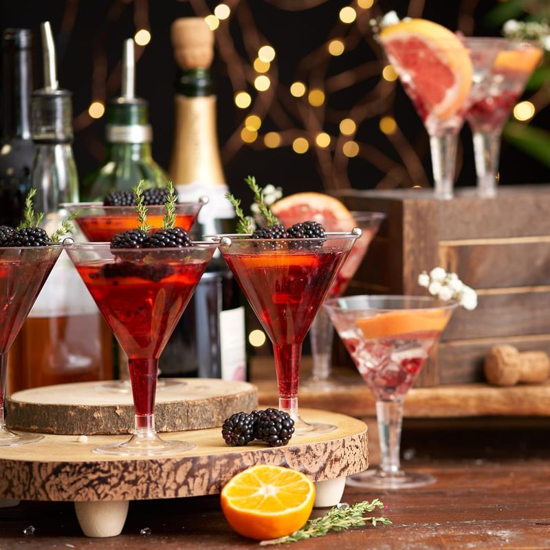 MATANA 24 db Műanyag Koktél Pohár 210 ml, Martini és Margarita Poharak