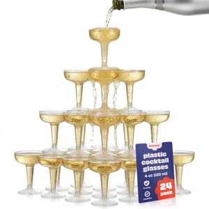 MATANA 24 db Átlátszó Műanyag Koktélos Pohár 120 ml - Újrahasználható Coupe Poharak Készlet