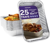 MATANA 25 db XL alumínium tepsi 37 x 27 cm, 7 cm mély, 5000 ml, grillsütő és sütő tál, egymásra rakható 1